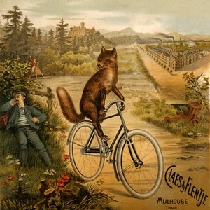 Bike 16&quot;x20&quot; La Fleche Fox Stealing Bicycle Cycle France French Cycling Vintage Poster Repro on Matte Paper or Canvas FREE SHIPPING in USA