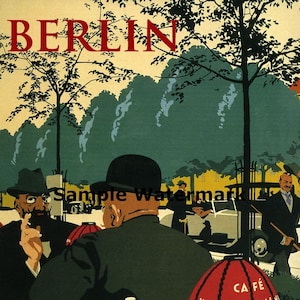Germany Berlin German Cafe Coffee Europe Travel Tourism Vintage Poster Repro on Matte Paper or Canvas FREE SHIPPING in USA Shipped Rolled Up