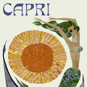 Capri Mermaid Italy Italia Travel Tourism  Vintage Poster Repro Free S/H in USA