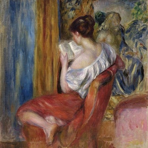 Pierre Auguste Renoir Young Woman Reading in a Sofa Amazing Quality Repro on Matte Paper or Canvas FREE SHIPPING in USA Shipped Rolled Up