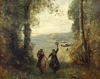 Jean Baptiste Camille Corot Reminiscence of the Beach of Naples