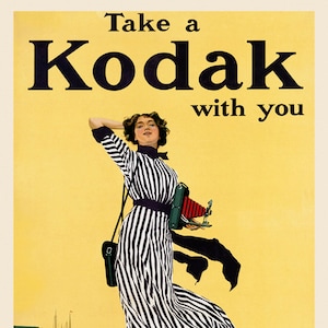 Camera Kodak Photography Film Lady Travel Vintage Poster Repro on Matte Paper or Canvas FREE SHIPPING in USA Shipped Rolled Up