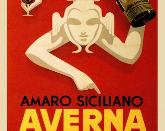 POSTER Bar Amaro Siciliano Averna Red Wine Italy Italia Italian Drink Bar Restaurant Vintage Poster Repro Matte Paper/Canvas FREE S/H in USA