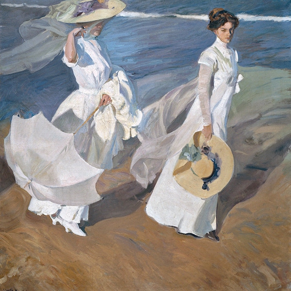 Joaquin Sorolla Ladies Strolling Along the Seashore Beach Ocean Sea Amazing Quality Repro on Matte Paper or Canvas FREE SHIPPING in USA