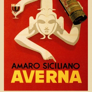 POSTER Bar Amaro Siciliano Averna Red Wine Italy Italia Italian Drink Bar Restaurant Vintage Poster Repro Matte Paper/Canvas FREE S/H in USA image 1