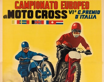  European Motocross Motorcycle Imola Italy Championship Race  Vintage Poster Repro 16 X 20 Image Size on Matte Paper Shipped Rolled:  Posters & Prints