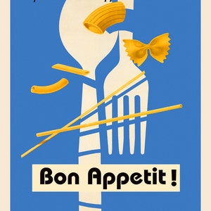 Food 16&quot; X 20&quot; Pasta Bon Appetit Spaghetti Italy Italia Italian Vintage Poster Repro on matte paper or canvas FREE S/H in USA