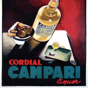 Bar 16&quot; X 20&quot; Glass of Cordial Campari Liquor Drink Italy Italia Italian Vintage Poster Repro on matte paper or canvas FREE S/H in USA