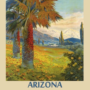 Arizona Tucson Phoenix Scottsdale Sedona American Travel Tourism Vintage Poster Repro FREE SHIPPING in USA Standard Image Sizes for Framing