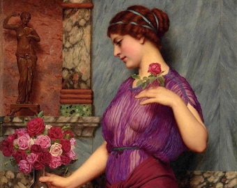 Fashion Girl An Offering to Venus Neo-Classicist era Painting By John William Godward on Matte Paper or Canvas Repro FREE SHIPPING in USA