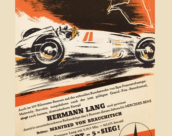 Car Belgium 1939 Mercedes Benz Race 16X20 Vintage Poster Repro FREE S//H in USA