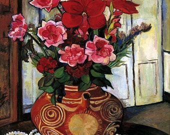 Flowers Roses Painting by Painter Suzanne Valadon 16X20 Fine Art Poster FREE SH