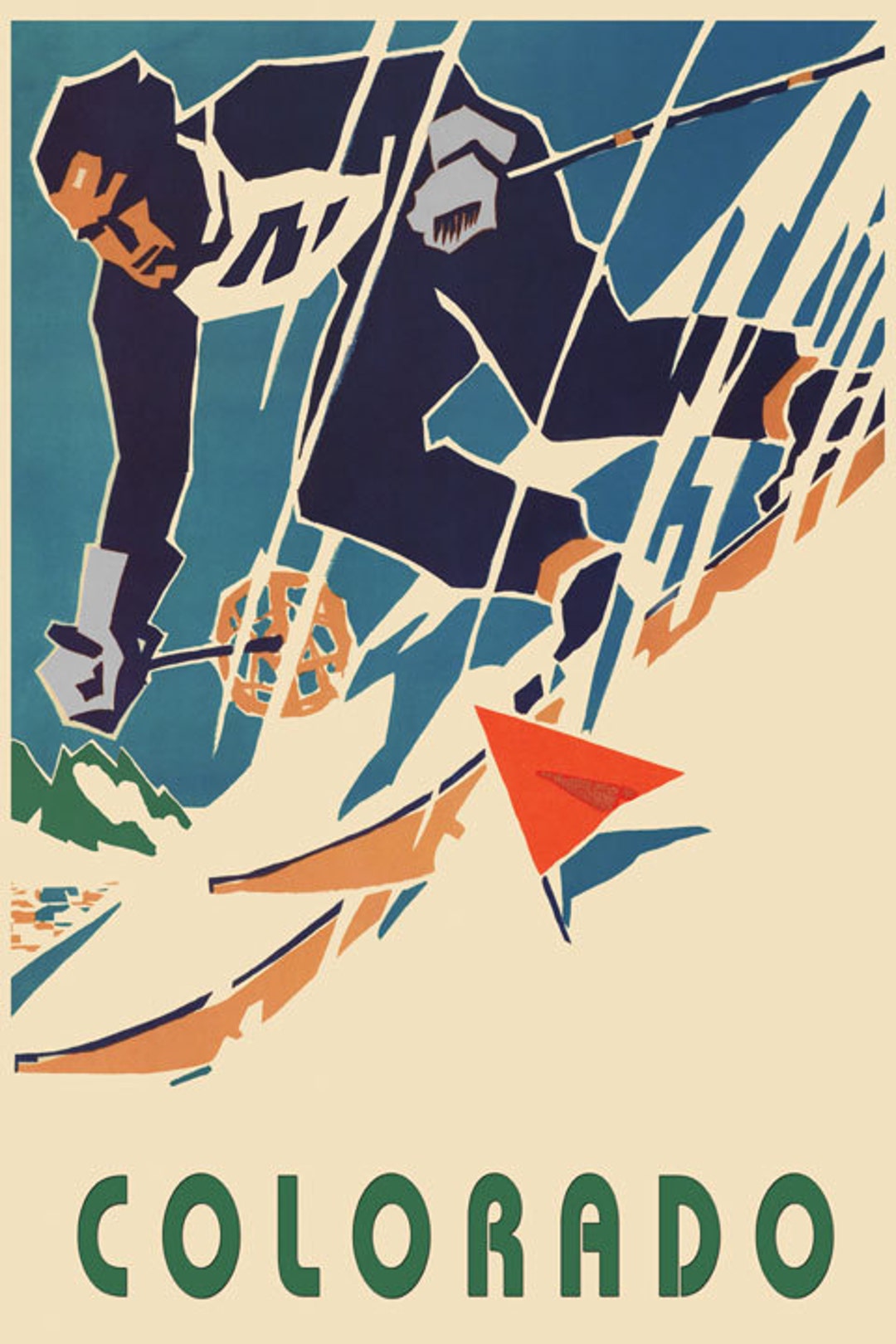 Ski Colorado Man Skiing Race Mountains Winter Sport American Travel Vintage  Poster Repro on Matte Paper or Canvas FREE SHIPPING in USA - Etsy