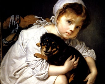 The Little Girl With Little Dog Children Pet Portrait 1769