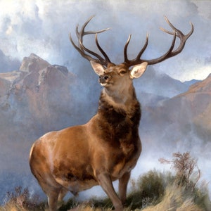 The Monarch of the Glen Red Deer Stag Animal 1851 Landscape Painting By Edwin Landseer Repro on Matte Paper or Canvas FREE SHIPPING in USA