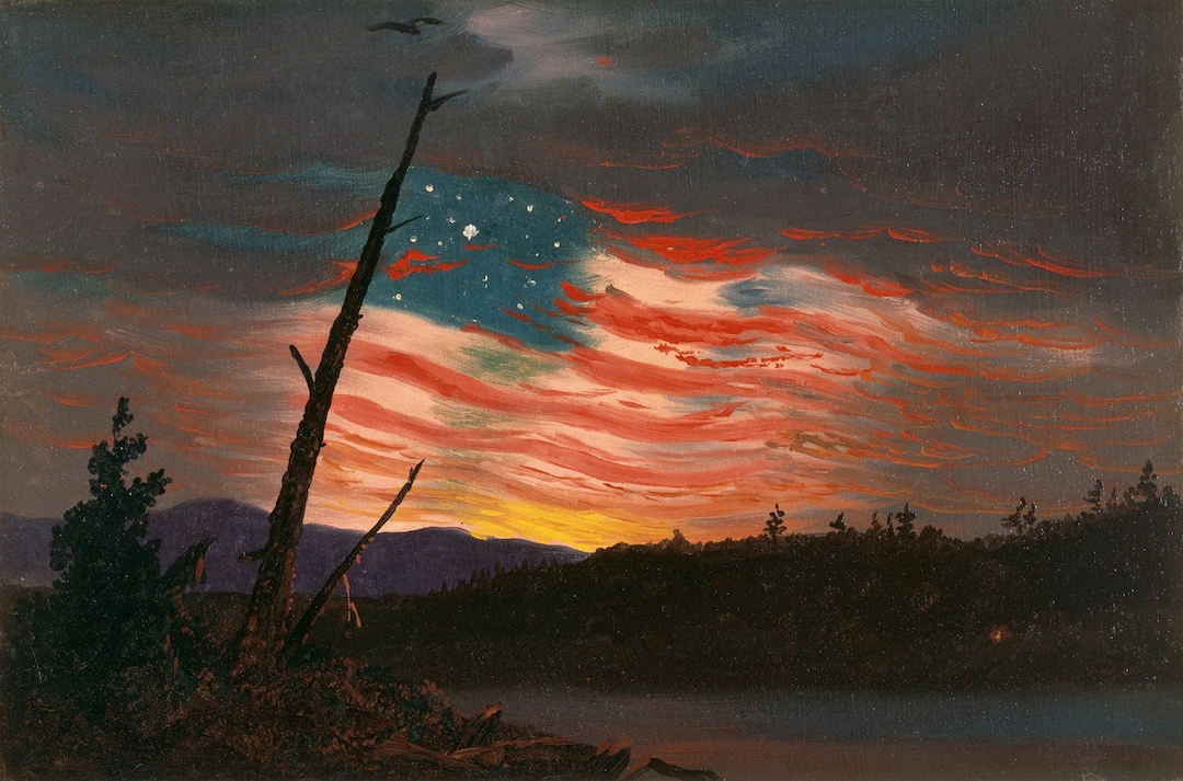 NATIONAL EDGE DAY 2000 シルクスクリーンポスター Our Banner in the Sky American Flag Landscape Amazing Painting by