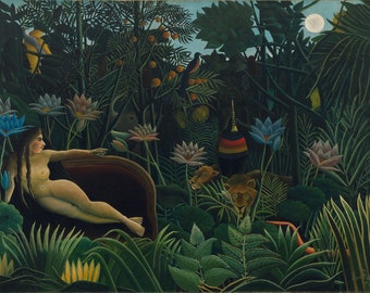 Henri Rousseau Girl Sofa The Dream Lion Amazing Quality Repro on Matte Paper or Canvas FREE SHIPPING in USA