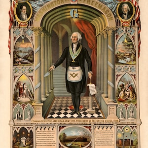 American President George Washington Freemasonry FreeMason 1789 Vintage Poster Repro on Matte Paper FREE SHIPPING in Usa Shipped Rolled UP