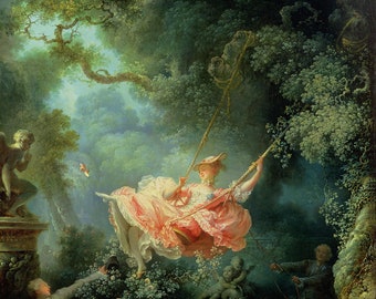 The Swing Happy Accidents Elegant Young Woman Smiling Young Man 1767 Painting By Fragonard Repro on Matte Paper or Canvas FREE S/H in USA