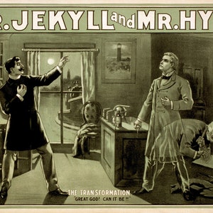Dr. Jekyll and Mr. Hyde The Transformation Theater Stage Great God Can it Be Vintage Poster Repro FREE SHIPPING