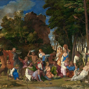 Giovanni Bellini  The Feast of the Gods Amazing Quality Repro on Matte Paper or Canvas FREE SHIPPING in USA