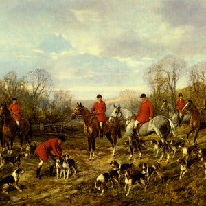 Autumn Meeting English Fox Hunting Dogs Painting By Heywood Hardy Repro on Matte Paper or Canvas FREE SHIPPING in USA Shipped Rolled Up
