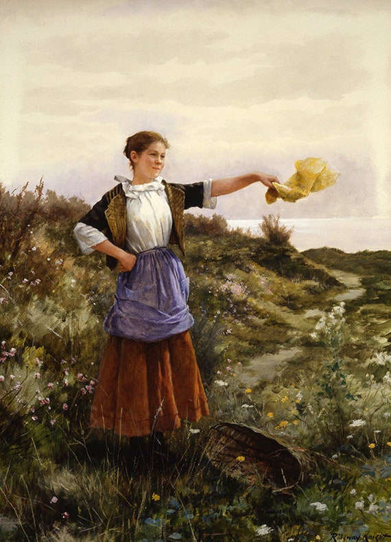 Daniel Ridgway Knight the Farewell Woman Waving Repro on Matte