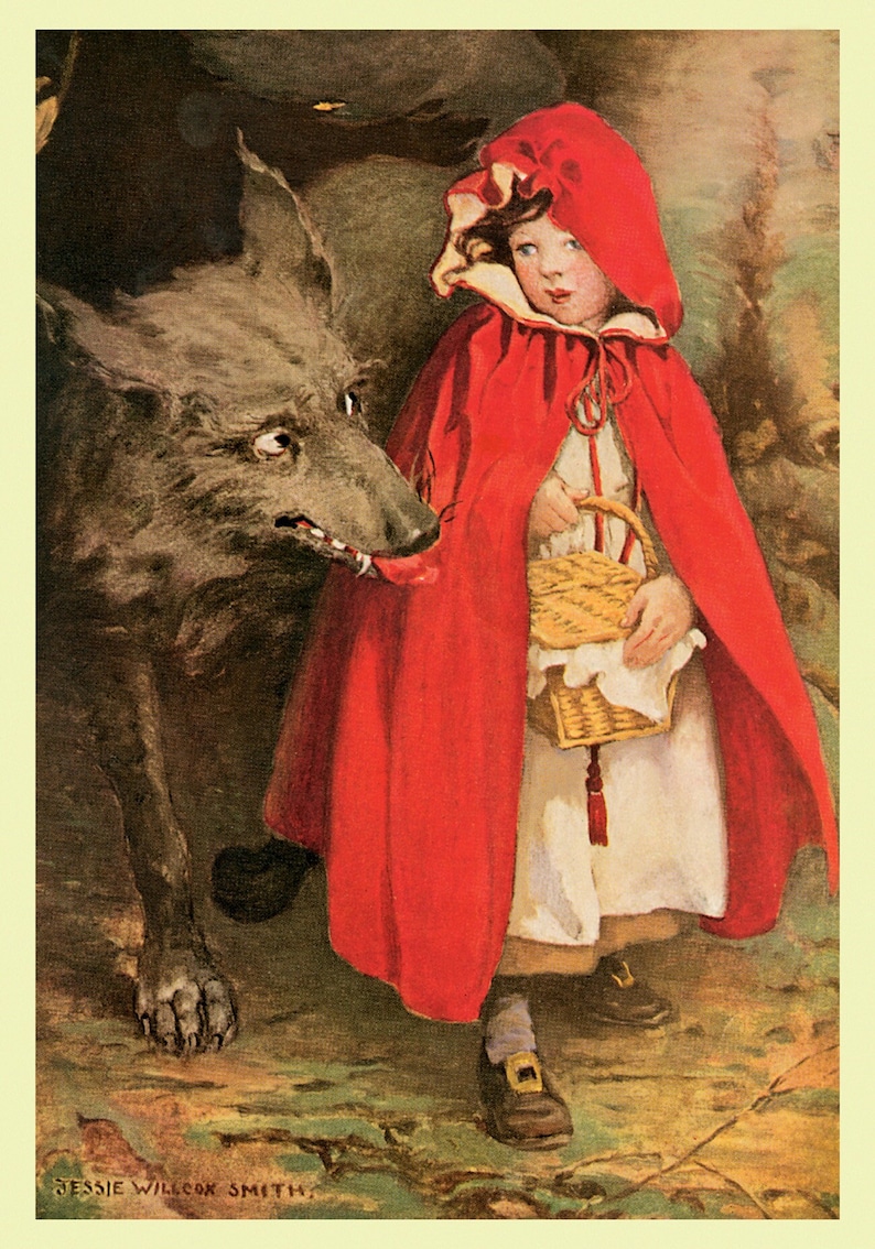 Poster Little Red Riding Hood Young Girl Big Bad Wolf Fairy Tale ...