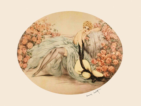 Icart Ladies Carriage Pink White Dress Deco Vintage Poster Repro FREE SHIPPING
