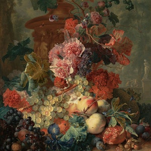 Jan Van Huysum Floral Still Life Fruit Flowers Amazing Quality Repro on Matte Paper or Canvas FREE SHIPPING in USA Shipped Rolled Up