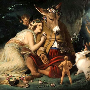 Midsummer Night&#39;s Dream Donkey Rabbits by Edwin Landseer Vintage Poster Repro FREE SHIPPING