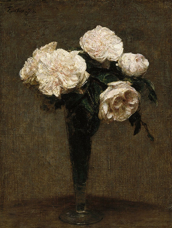 Henri Fantin Latour Floral Still Life White Roses Vase Amazing