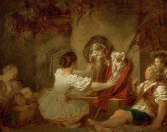 Jean Honore Fragonard Dogs Education is Everything Amazing Quality Repro on Matte Paper or Canvas FREE SHIPPING in USA