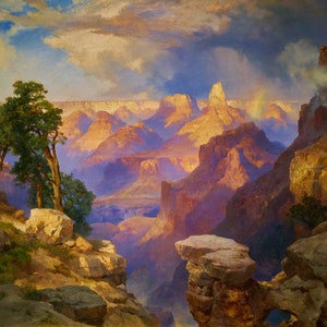 Grand Canyon with Rainbow American Landscape 1912 Painting by Thomas Moran on Matte Paper or Canvas FREE SHIPPING in USA