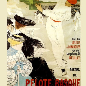 Sport Jai Alai Pelote Basque France French Sport Vintage Poster Repro on Matte Paper or Canvas FREE SHIPPING in USA Shipped Rolled Up