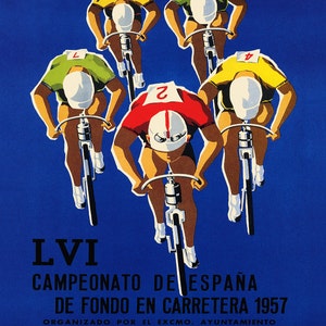Bike 16&quot;X20&quot; Spain Riding Bicycle  Cycle in 1957 Travel Tourism Sport Vintage Poster Repro on Matte Paper or Canvas FREE SHIPPING in USA