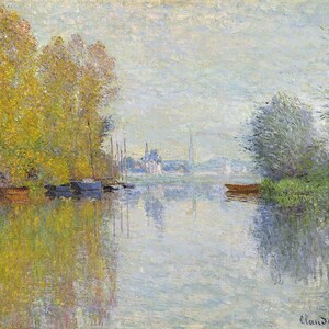 Claude Monet L'automne sur la Seine, la rivière d'Argenteuil, reproduction d'une qualité incroyable sur papier mat ou toile, livraison gratuite aux États-Unis, expédié enroulé