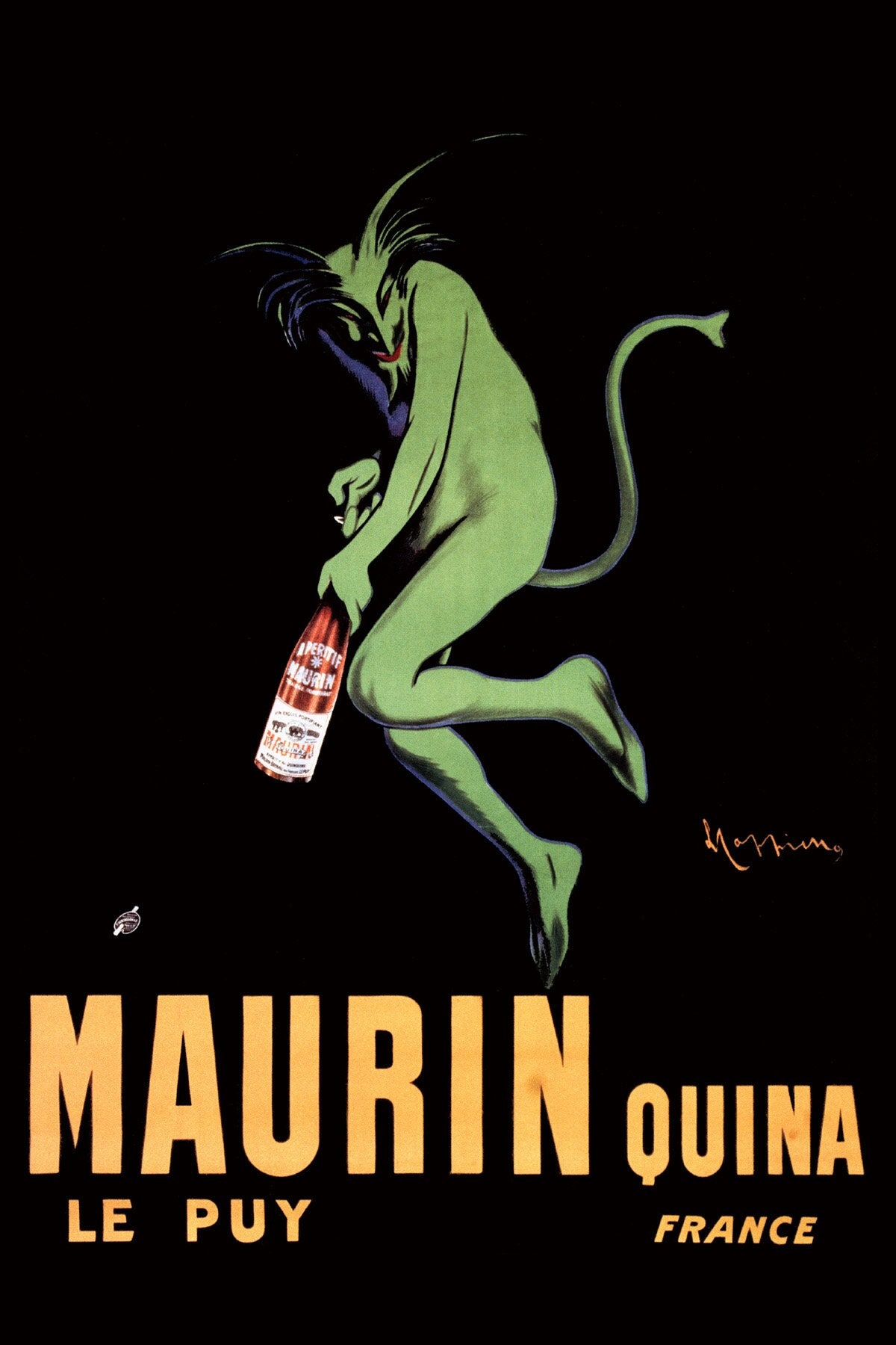 Poster Advertising Green Devil Maurin Quina Drink by Cappiello