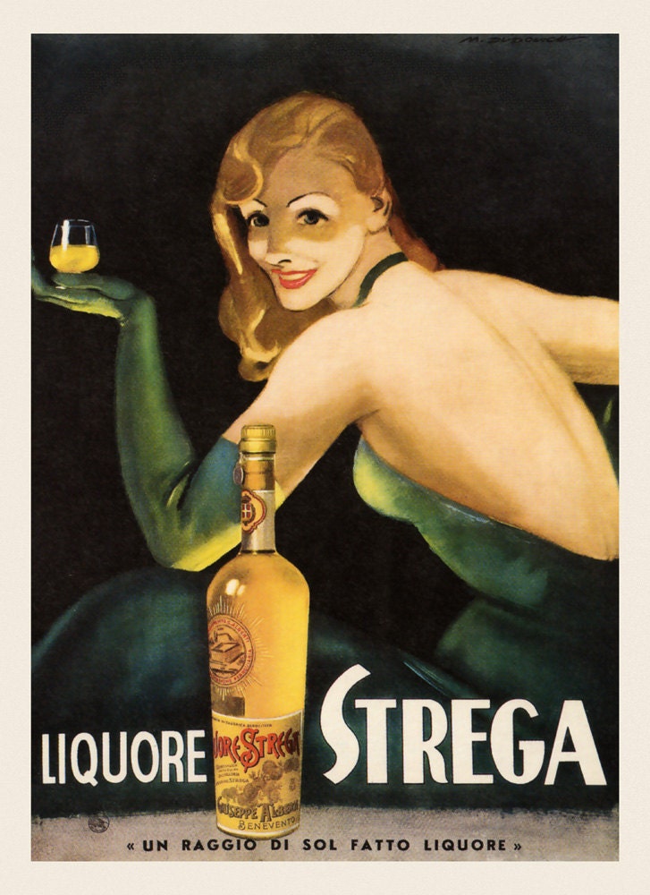 Пару постеров старой рекламы алкоголя. Ликер Strega