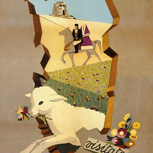Italy Sardegna Sardinia Island Sheep Horse Italia Italian Travel Tourism Vintage Poster Repro on Matte Paper or Canvas FREE SHIPPING in USA