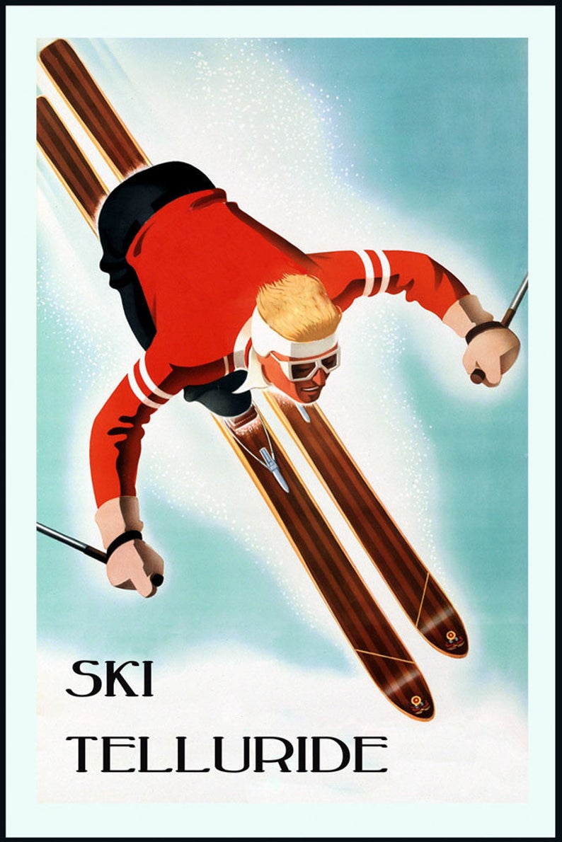 Ski Skiing Aspen Colorado Vintage Blonde Lady Sports Poster Repro FREE S//H