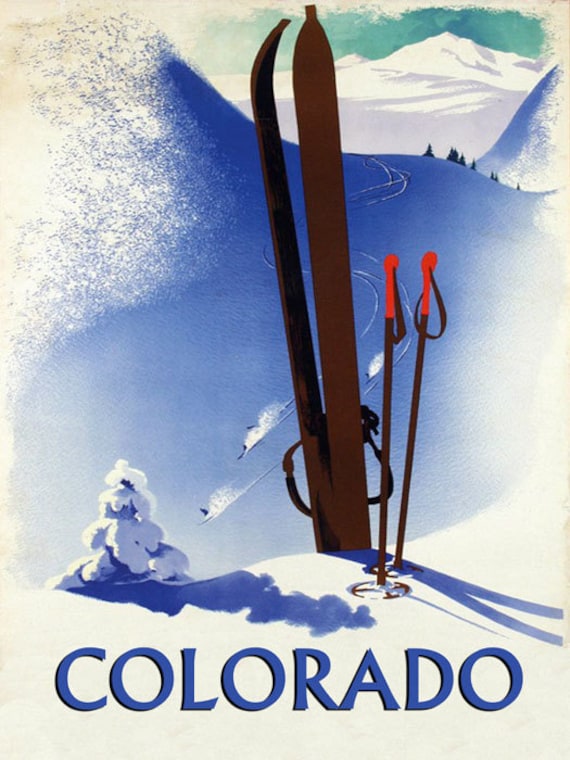 POSTER BEAVER CREEK COLORADO WINTER SPORT DOWNHILL SKIING VINTAGE REPRO FREE S//H