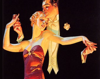 Moda pareja bailando baile de salón alta costura vals tango vals vienés vintage cartel repro en papel mate o lienzo ENVÍO GRATIS en EE.UU.