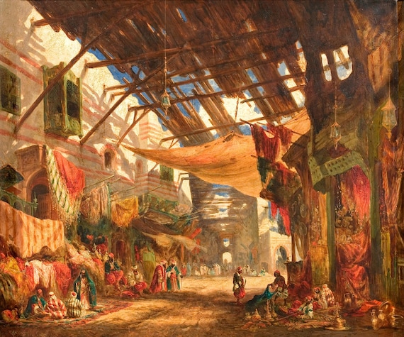 Tapisserie Murale Orientale – Scène De Rue Historique, Le Caire Islamique, égyptienne