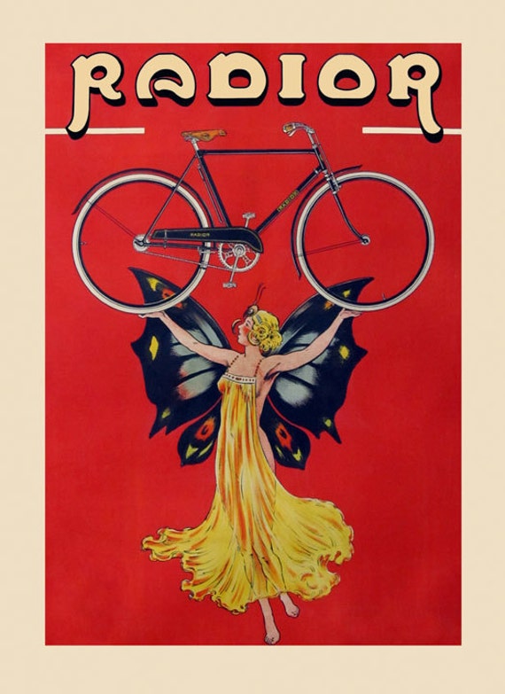 Bike Butterfly Lady Radior Light Bicycle Cycle Cycling Sport Vintage Poster Repro on Matte Paper or Canvas FREE SHIPPING in USA Etsy Canada