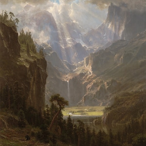 Rocky Mountains Lander Peak Bear Wyoming Range American Landscape 1863 Painting By Albert Bierstadt on Matte Paper or Canvas FREE S/H in USA