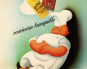 Food Olive Oil Chef Olio  Berio Fratelli Oneglia Kitchen Italy Italia Italian Vintage Poster Repro on Matte Paper or Canvas FREE S/H in USA