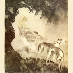 Icart Greyhounds Dogs Gust of Wind Lady By French Painter Louis Icart Fine Art Deco Poster Repro on Matte Paper or Canvas FREE S/H in USA