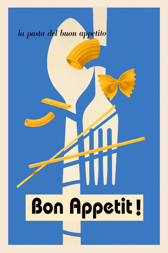 Food Pasta Bon Appetit Spaghetti Italy Italia Italian Vintage Etsy