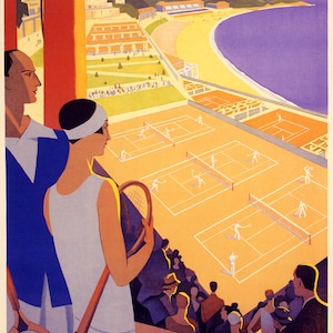 Monte Carlo Tennis Tournament Great Sport Players Ocean View Travel Tourism European Europe Vintage Poster Repro Free Shipping in USA